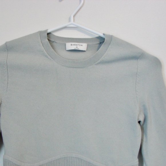 Aritzia Babaton Gray Sculpt Knit Empire Long Sleeve Top Size XS - Picture 5 of 11